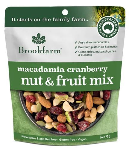 澳洲農場無麥麩乾果果仁小食 Brookfarm Gluten Free Nut and Fruit Mix Macadamia Cranberry (75g)