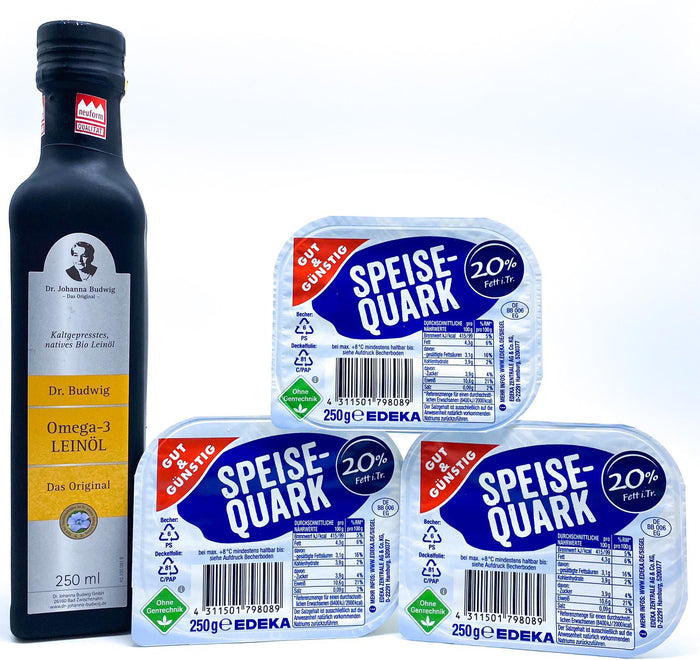 布緯亞麻籽油+3 杯布緯鮮芝士 Budwig Flaxseed Oil (250ml) + 3 Cups Edeka. Fresh Quark (250g)  (Best before 4/11/2025)