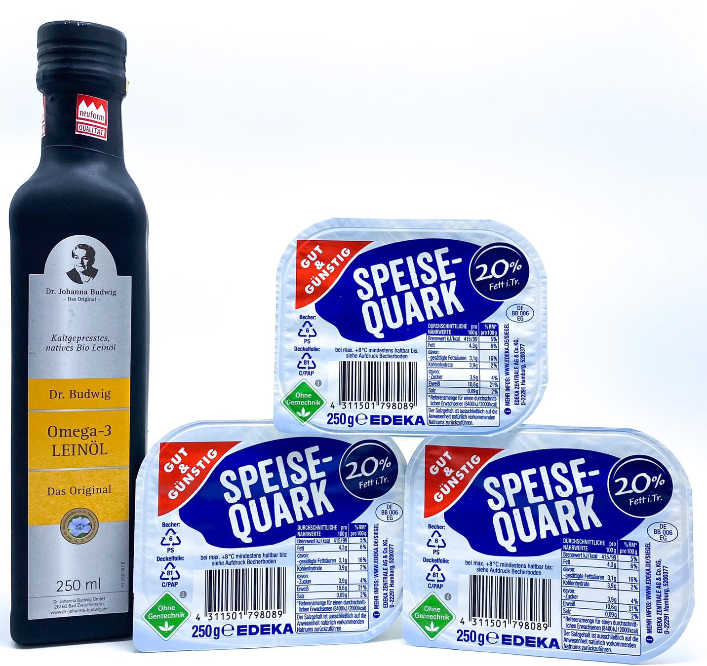 布緯亞麻籽油+3 杯布緯鮮芝士 Budwig Flaxseed Oil (250ml) + 3 Cups Edeka. Fresh Quark (250g) (Best before 4/11/2025)
