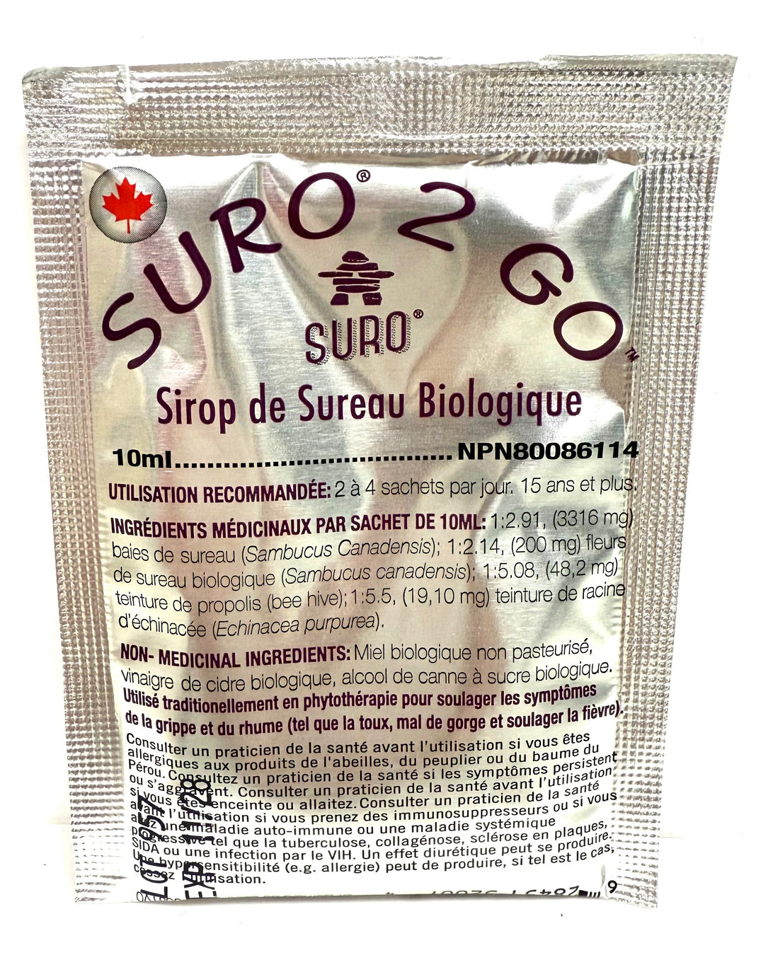 加拿大有機接骨木及紫錐花潤喉露包 (10毫升) SURO 2 GO Organic Elderberry Syrup (1 sachet x 10ml)
