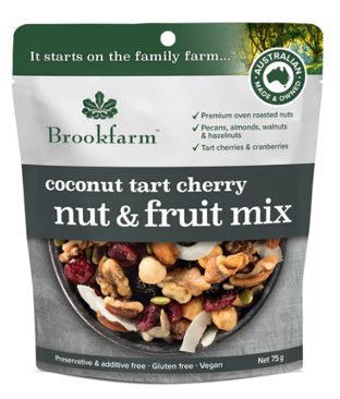 澳洲農場無麥麩果仁乾果椰子小食 Brookfarm Gluten Free Nut and Fruit Mix Coconut Tart Cherry (75g)