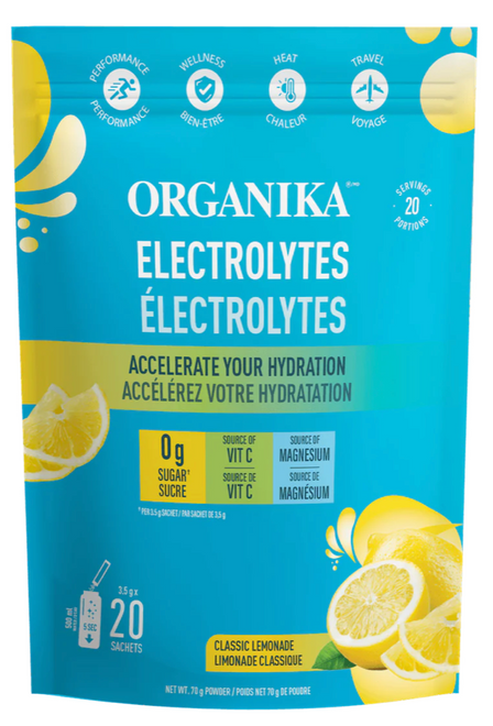 加拿大電解礦物質冲劑 - 檸檬味 (20包裝) Organika Electrolytes Lemonade (20 sachets x 3.5g)