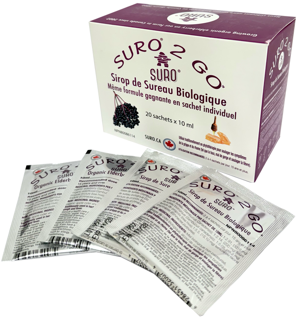 加拿大有機接骨木及紫錐花潤喉露 SURO 2 GO Organic Elderberry Syrup (20 sachets x 10ml)