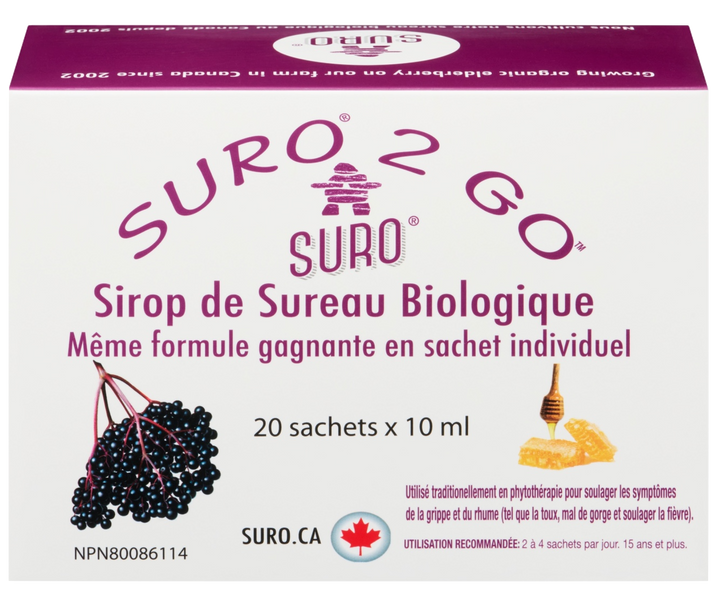 加拿大有機接骨木及紫錐花潤喉露 SURO 2 GO Organic Elderberry Syrup (20 sachets x 10ml)