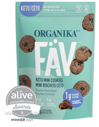 加拿大無麥麩生酮骨膠原迷你雙重朱古力曲奇 Organika FAV Keto Double Chocolate Mini Cookies (90g)